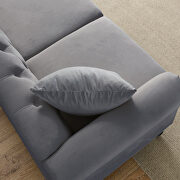 Gray velvet fabric tufted chesterfield sofa with rolled arms and nailhead by La Spezia additional picture 7