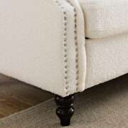 White teddy fabric tufted chesterfield sofa with rolled arms and nailhead by La Spezia additional picture 5
