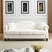 White teddy fabric tufted chesterfield sofa with rolled arms and nailhead by La Spezia additional picture 6