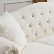 White teddy fabric tufted chesterfield sofa with rolled arms and nailhead by La Spezia additional picture 8