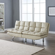 Beige fabric relax futon sofa bed with metal chrome legs additional photo 2 of 14
