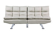 Beige fabric relax futon sofa bed with metal chrome legs by La Spezia additional picture 12