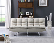 Beige fabric relax futon sofa bed with metal chrome legs by La Spezia additional picture 14