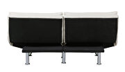 Beige fabric relax futon sofa bed with metal chrome legs by La Spezia additional picture 15