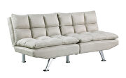 Beige fabric relax futon sofa bed with metal chrome legs additional photo 3 of 14