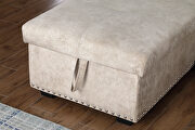 Beige velvet reversible sleeper sectional nailheaded sofa with storage by La Spezia additional picture 3