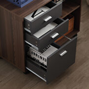 3 drawer mobile lateral filing cabinet in walnut and dark gray by La Spezia additional picture 3