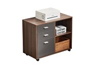 3 drawer mobile lateral filing cabinet in walnut and dark gray by La Spezia additional picture 4
