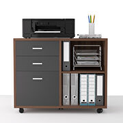3 drawer mobile lateral filing cabinet in walnut and dark gray by La Spezia additional picture 6