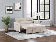 Beige microfiber upholstery sofa 2-seat sofa bed with 2 pillow by La Spezia additional picture 3