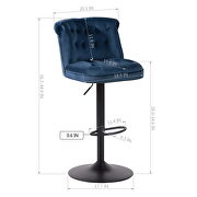 Fashion navy blue fabric adjustable bar chair (set of 2) additional photo 2 of 13