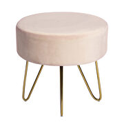 Pink and gold decorative round shaped ottoman with metal legs by La Spezia additional picture 6
