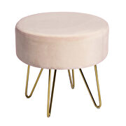 Pink and gold decorative round shaped ottoman with metal legs by La Spezia additional picture 7
