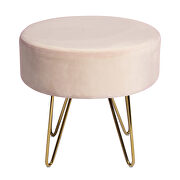 Pink and gold decorative round shaped ottoman with metal legs by La Spezia additional picture 9