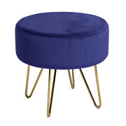 Dark blue and gold decorative round shaped ottoman with metal legs by La Spezia additional picture 11