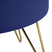 Dark blue and gold decorative round shaped ottoman with metal legs additional photo 5 of 10