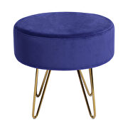 Dark blue and gold decorative round shaped ottoman with metal legs by La Spezia additional picture 10