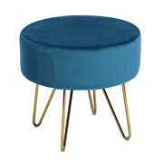 Teal and gold decorative round shaped ottoman with metal legs by La Spezia additional picture 8