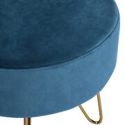 Teal and gold decorative round shaped ottoman with metal legs by La Spezia additional picture 9