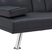 Black leather multifunctional double folding sofa bed for office with coffee table by La Spezia additional picture 11