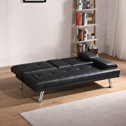 Black leather multifunctional double folding sofa bed for office with coffee table by La Spezia additional picture 4