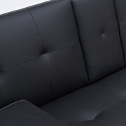 Black leather multifunctional double folding sofa bed for office with coffee table by La Spezia additional picture 8