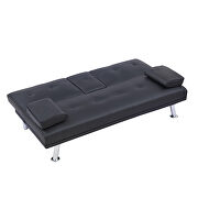 Black leather multifunctional double folding sofa bed for office with coffee table by La Spezia additional picture 9