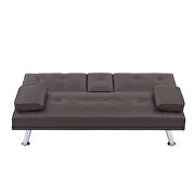 Brown leather multifunctional double folding sofa bed for office with coffee table by La Spezia additional picture 13