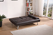 Brown leather multifunctional double folding sofa bed for office with coffee table by La Spezia additional picture 3