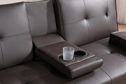 Brown leather multifunctional double folding sofa bed for office with coffee table by La Spezia additional picture 4