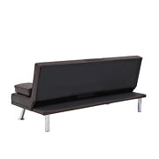 Brown leather multifunctional double folding sofa bed for office with coffee table by La Spezia additional picture 6