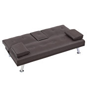 Brown leather multifunctional double folding sofa bed for office with coffee table by La Spezia additional picture 7