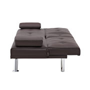 Brown leather multifunctional double folding sofa bed for office with coffee table by La Spezia additional picture 10