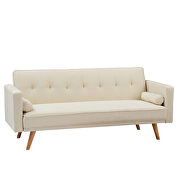 Beige linen double corner folding sofa bed by La Spezia additional picture 6