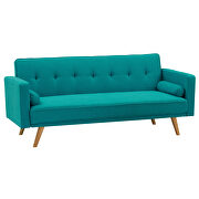 Retro blue linen double corner folding sofa bed by La Spezia additional picture 2