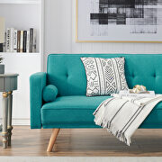 Retro blue linen double corner folding sofa bed by La Spezia additional picture 4