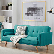 Retro blue linen double corner folding sofa bed by La Spezia additional picture 5