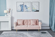Pink velvet nailhead sofa bed with throw pillow and midfoot by La Spezia additional picture 2