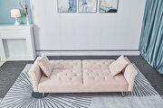Pink velvet nailhead sofa bed with throw pillow and midfoot by La Spezia additional picture 3