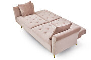 Pink velvet nailhead sofa bed with throw pillow and midfoot by La Spezia additional picture 6