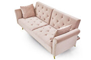 Pink velvet nailhead sofa bed with throw pillow and midfoot by La Spezia additional picture 7
