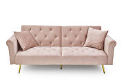 Pink velvet nailhead sofa bed with throw pillow and midfoot by La Spezia additional picture 9