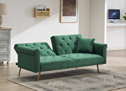 Green velvet nailhead sofa bed with throw pillow and midfoot by La Spezia additional picture 2