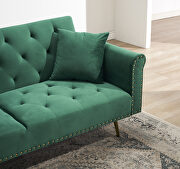 Green velvet nailhead sofa bed with throw pillow and midfoot by La Spezia additional picture 4