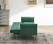 Green velvet nailhead sofa bed with throw pillow and midfoot by La Spezia additional picture 5