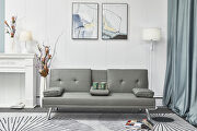 Gray leather multifunctional double folding sofa bed for office with coffee table by La Spezia additional picture 2