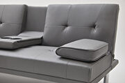 Gray leather multifunctional double folding sofa bed for office with coffee table by La Spezia additional picture 3