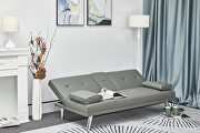 Gray leather multifunctional double folding sofa bed for office with coffee table by La Spezia additional picture 5