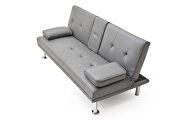 Gray leather multifunctional double folding sofa bed for office with coffee table by La Spezia additional picture 6