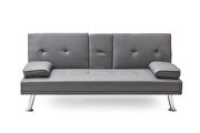 Gray leather multifunctional double folding sofa bed for office with coffee table by La Spezia additional picture 10